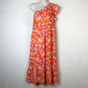 NWT Collective Concepts Womens Orange Floral One Shoulder Dress SIZE SMALL